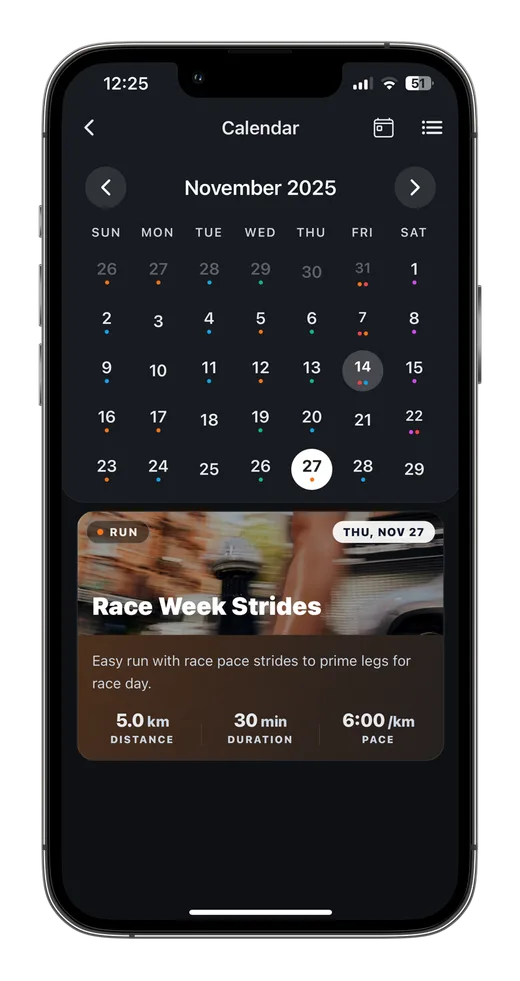 kovaa training calendar